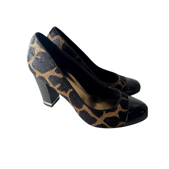 Ann Taylor Addison 7 Leopard Print Haircalf Block Heels 90s Y2K Office Holiday - Picture 5 of 9